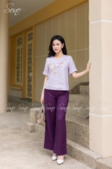 SONO - Áo linen cổ trứng tay lật lai