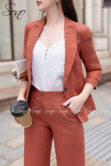 SONO - Áo vest linen xếp ly 5 gạch