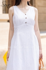 SONO - Đầm linen nhíu ngực dáng dài