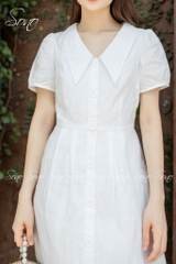 SONO - Đầm linen cổ bẻ nút sừng