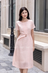 SONO - Đầm linen chạy li ngực kèm belt