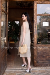 SONO - Đầm sát nách thêu cụm hoa trắng