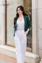 SONO - Áo vest linen xếp ly 5 gạch