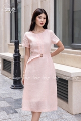 SONO - Đầm linen chạy li ngực kèm belt