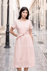SONO - Đầm linen chạy li ngực kèm belt