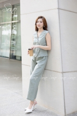 SONO - Bộ dài ghi lê sát nách linen