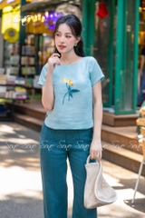 SONO - Áo linen nút bên thêu hoa