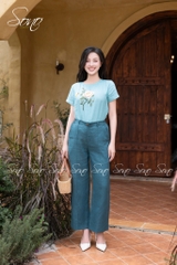 SONO - Áo linen thêu cành hoa đơn và bướm