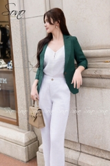 SONO - Áo vest linen xếp ly 5 gạch