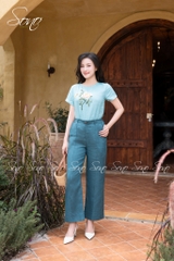 SONO - Áo linen thêu cành hoa đơn và bướm