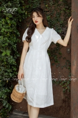 SONO - Đầm linen cổ bẻ nút sừng