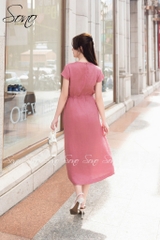 SONO - Đầm linen rút dây thêu nhiều hoa