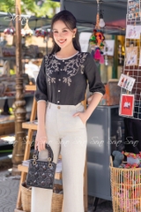 SONO - Áo linen tay lỡ thêu full ngực