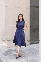 SONO - Đầm linen rút dây eo đột chỉ nổi