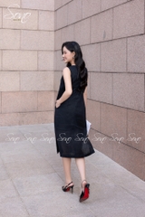 SONO - Đầm linen sát nách thêu nhánh hoa cam