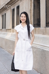 SONO - Đầm sơ mi linen 4 túi trước