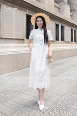 SONO - Đầm trắng có tay xô thêu