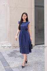 SONO - Đầm linen rút dây eo đột chỉ nổi
