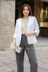 SONO - Áo vest linen tay lỡ nút bọc