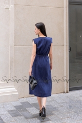 SONO - Đầm linen rút dây eo đột chỉ nổi