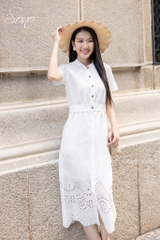 SONO - Đầm trắng có tay xô thêu