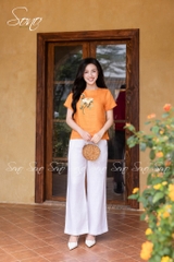 SONO - Áo linen thêu cành hoa đơn và bướm