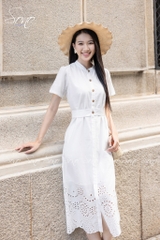 SONO - Đầm trắng có tay xô thêu