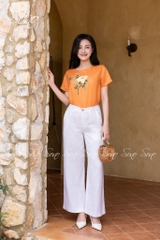 SONO - Áo linen thêu cành hoa đơn và bướm