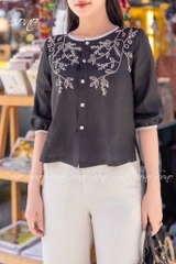 SONO - Áo linen tay lỡ thêu full ngực
