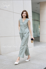 SONO - Bộ dài ghi lê sát nách linen