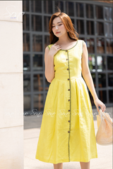 SONO - Đầm linen đột chỉ xương cá