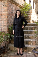 SONO - Chân váy linen nút gỗ