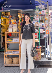 SONO - Áo linen tay lỡ thêu full ngực