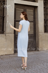 SONO - Đầm linen tay con phối ren ngực