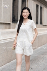 SONO - Set short có tay tơ thêu nhật