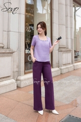 SONO - Áo linen cổ vuông thêu viền cổ