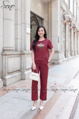 SONO - Bộ dài linen thêu bó hoa