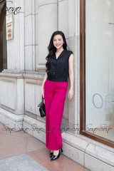 SONO - Áo linen cổ bẻ nút nhựa