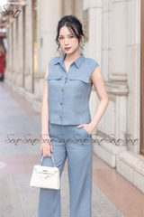 SONO - Bộ dài linen sát nách túi nắp