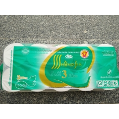 Giấy vệ sinh Hà Nội màu xanh có/không lõi 3 lớp, làm từ bột cao cấp - Combo 10 cuộn/xách