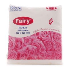 Giấy ăn vuông Fairy 100 tờ 1 lớp trắng mịn, không kích ứng da - Combo 5 gói