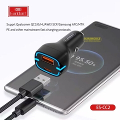 Cóc Tẩu Sạc Nhanh Xe Hơi 20W PD Type C + QC3.0 Earldom ES-CC2 Bảo Hành 12 Tháng Chính Hãng