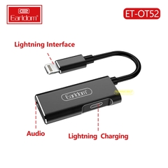 Jack Chuyển 2in1 Lightning Earldom OT52 (1 Cổng Lightning + 1 Cổng 3.5mm) Chính Hãng