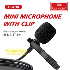Micro Thu Âm Mini Cho Điện Thoại Chân 3.5mm kèm Jack Cắm Tai Nghe Earldom E38 Chính Hãng