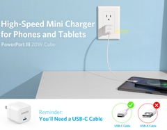Cóc Sạc Anker 20W PD A2149 Cube PowerPort III Chính Hãng