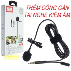 Micro Thu Âm Mini Cho Điện Thoại Chân 3.5mm kèm Jack Cắm Tai Nghe Earldom E38 Chính Hãng