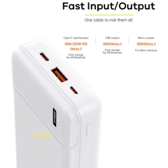 Pin Sạc Dự Phòng Remax 20.000 mAh SẠC NHANH 20W PD QC RPP-288 3 cổng Input Output Tyep C max 3A Chính Hãng