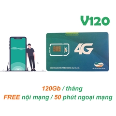 Sim 4G Viettel 4GB/ngày (120Gb/tháng) + 50 Phút gọi ngoại mạng + Gọi nội mạng miễn phí + Tháng Đầu Miễn Phí