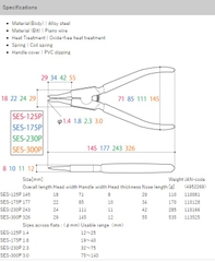 Kìm mở phanh mũi thẳng SES-125P/175P/230P/300P Tsunoda