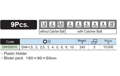 Bộ lục giác đầu bi ngắn DWS0910 Asahi Nhật Bản